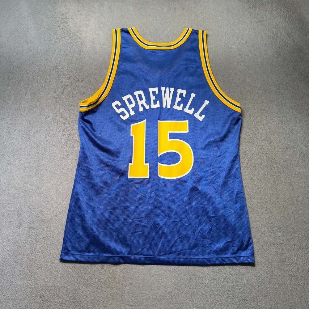 Champion NBA Men’s Jersey Size 44 Blue Warriors Latrell Sprewell #15 Vintage